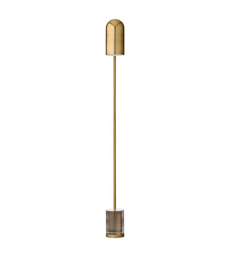 Moderne Lampadaire à cylindre doré en vente