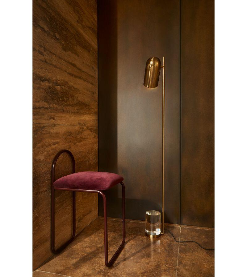 Plated Gold Cylinder Floor Lamp For Sale