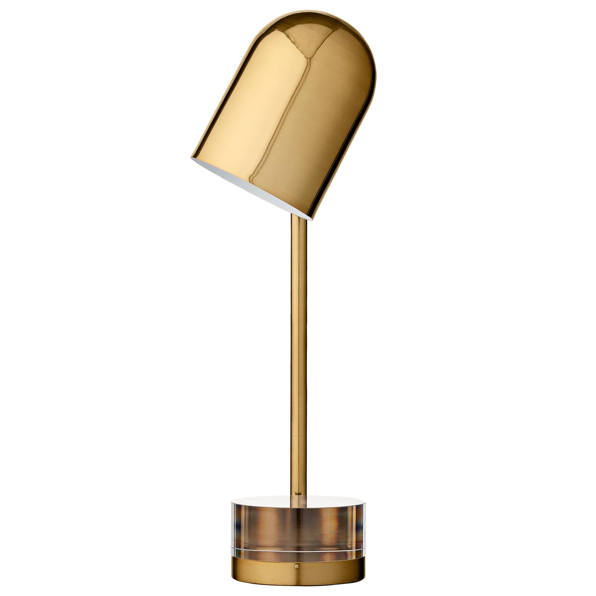 Moderne Lampe de bureau à cylindre doré en vente