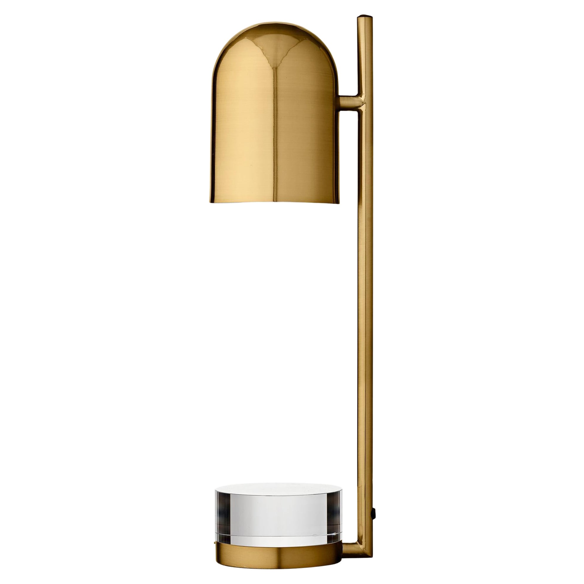 Lampe de bureau à cylindre doré en vente