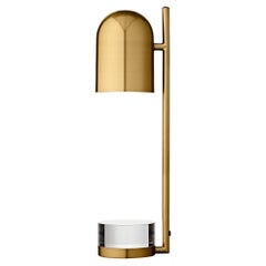 Goldfarbene Zylinder-Tischlampe