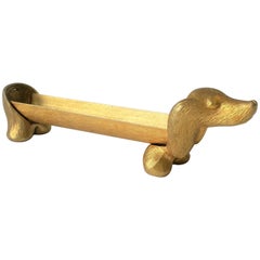 Vintage Gold Dachshund Dog Cracker Holder