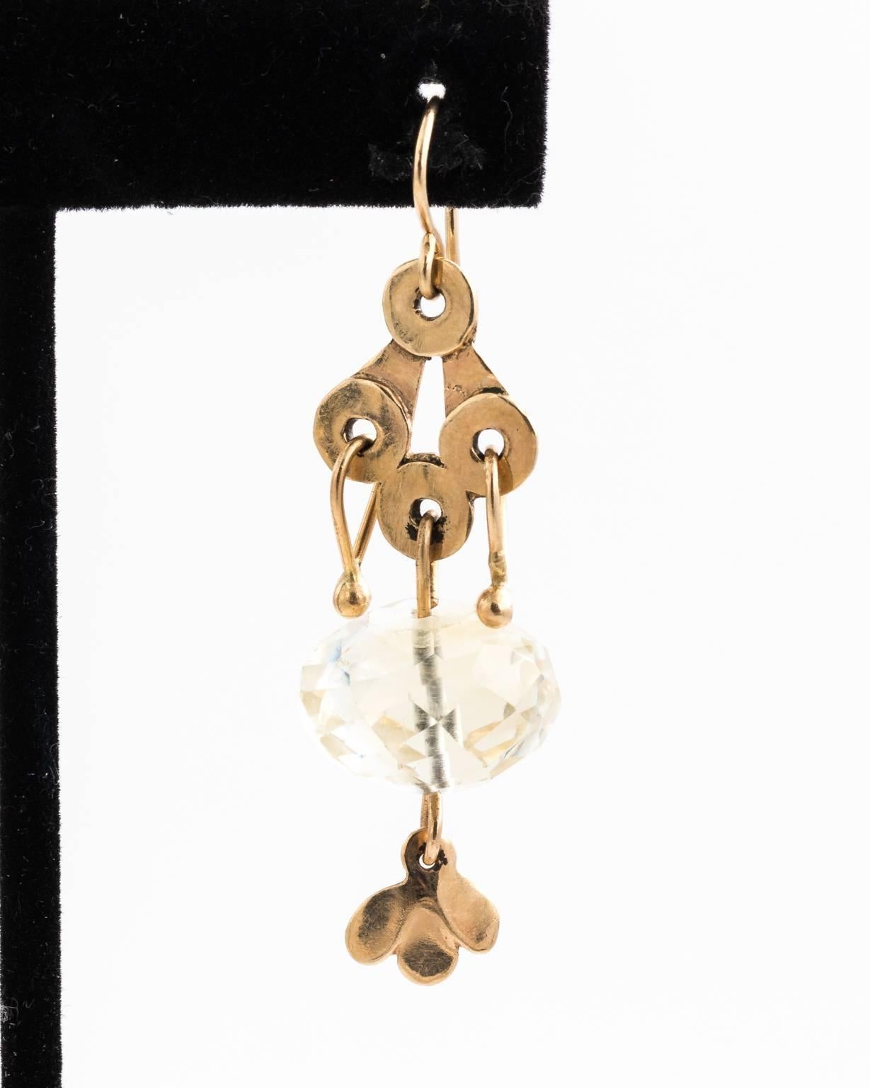 Contemporary Gold Dangle Earrings, circa 1960 For Sale