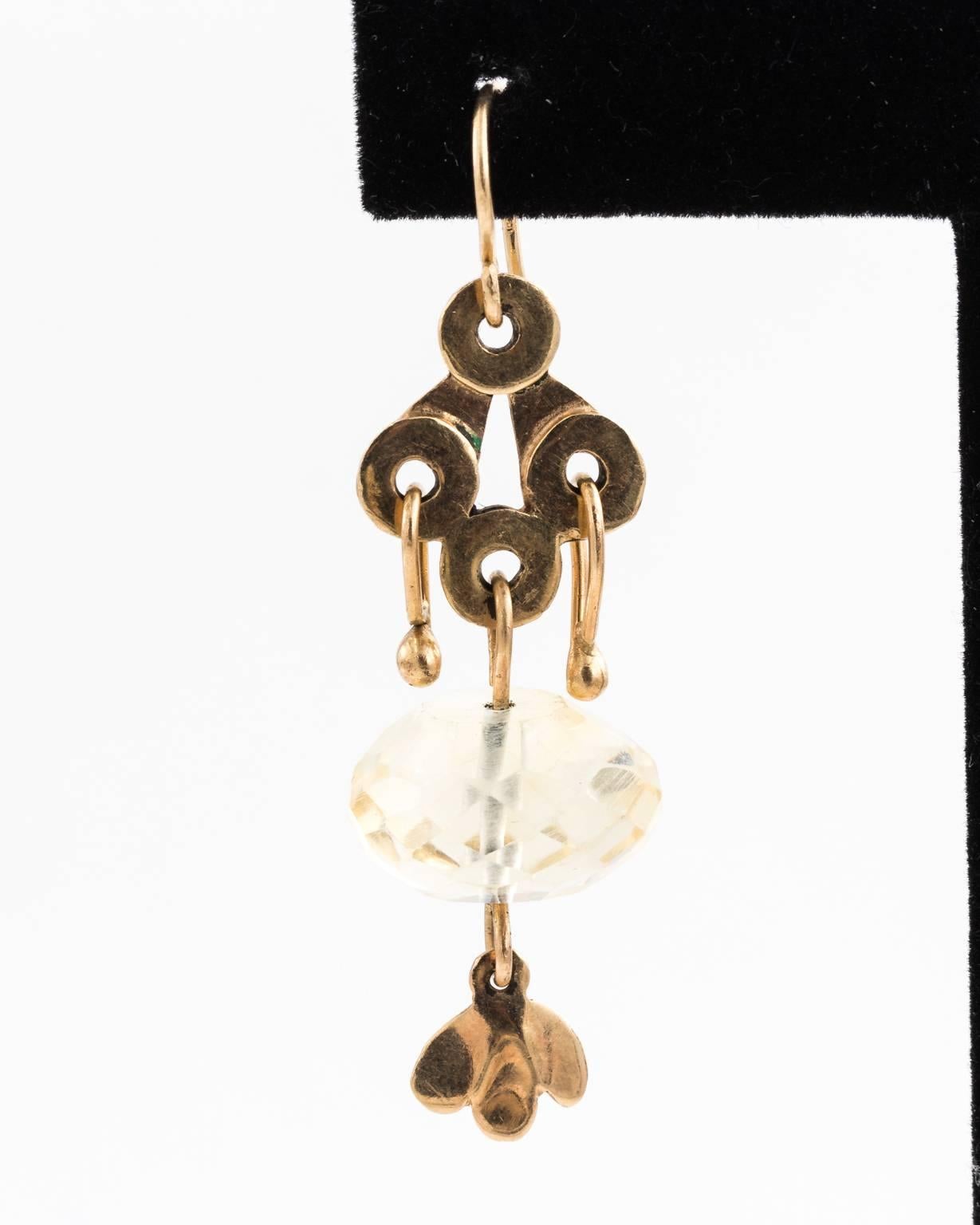 Gold Dangle Earrings, circa 1960 In Good Condition For Sale In St.amford, CT