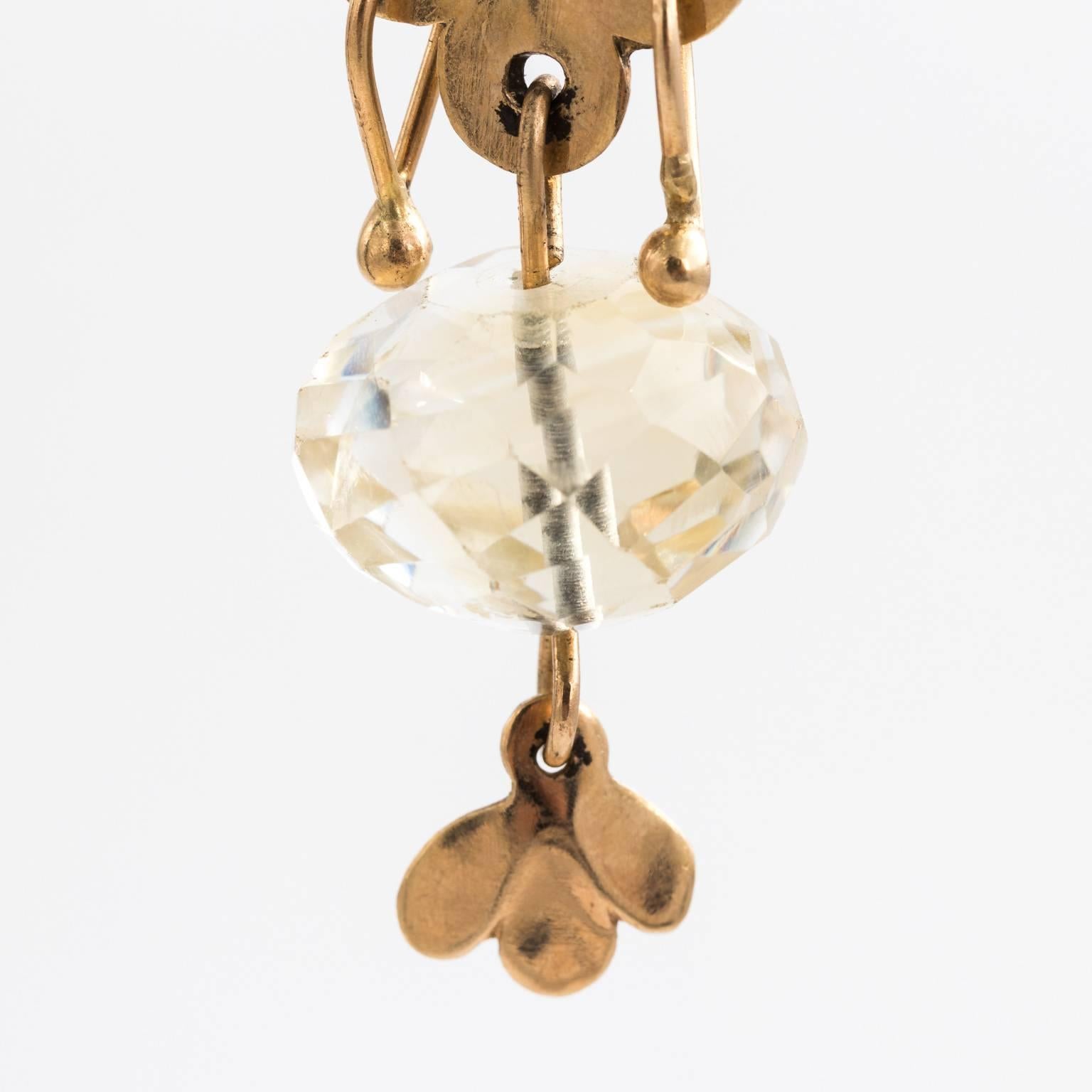 Women's Gold Dangle Earrings, circa 1960 For Sale