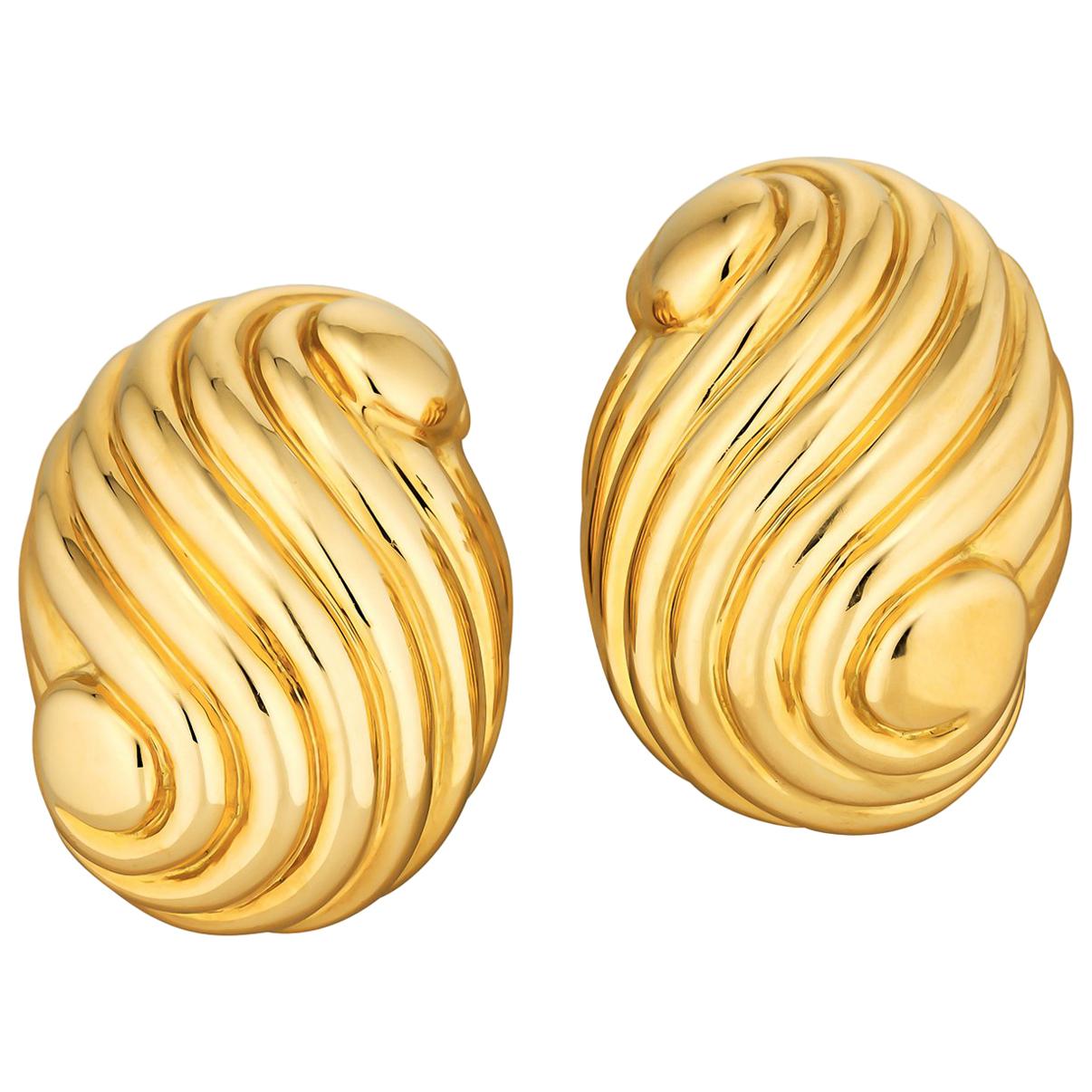 Gold David Webb Clip Earrings