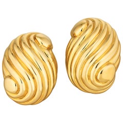 Gold David Webb Clip Earrings