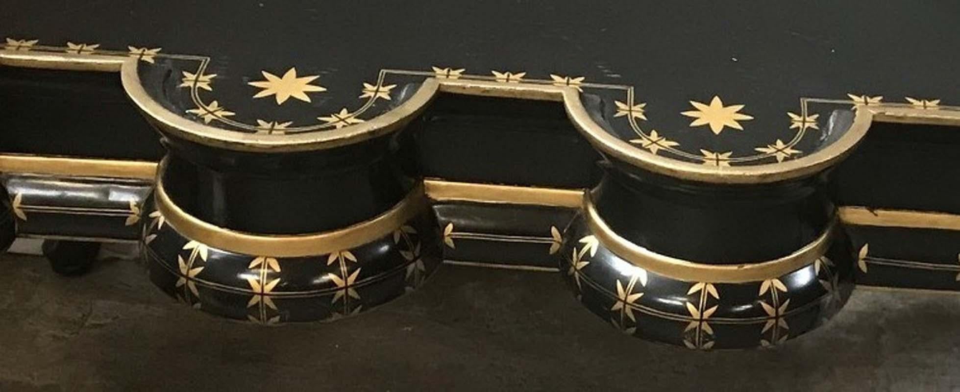 Gold Decorated Black Lacquer Coffee Table 3