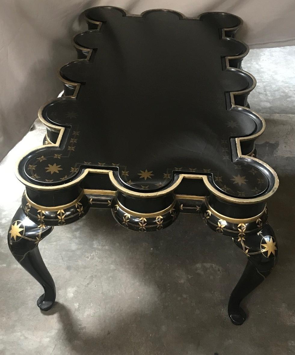 Gold Decorated Black Lacquer Coffee Table 8