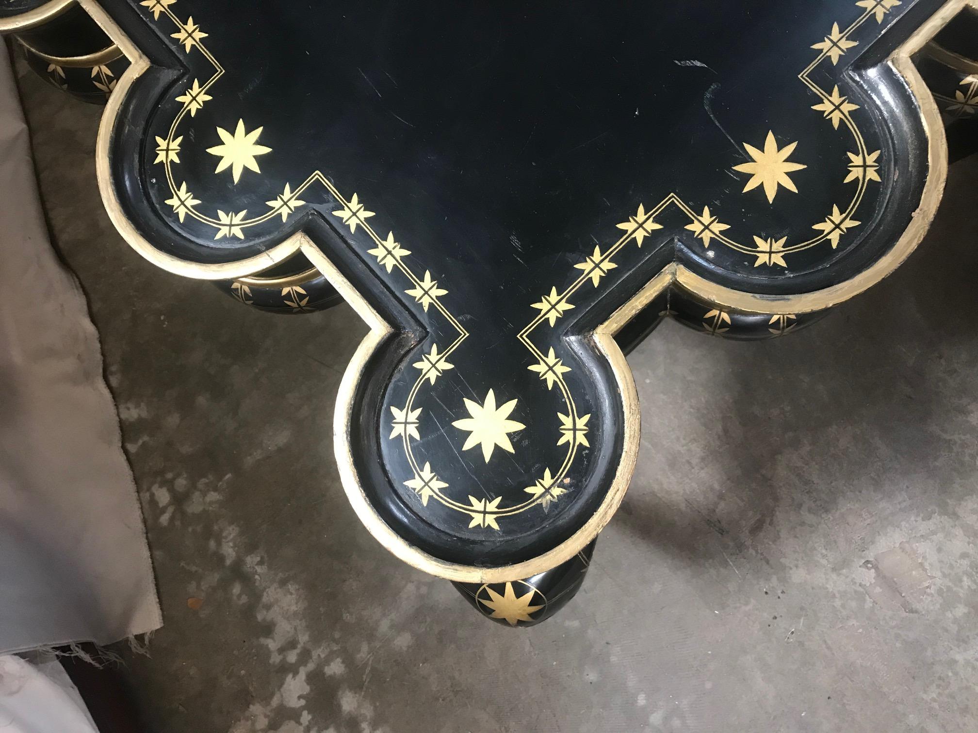 Gold Decorated Black Lacquer Coffee Table 12