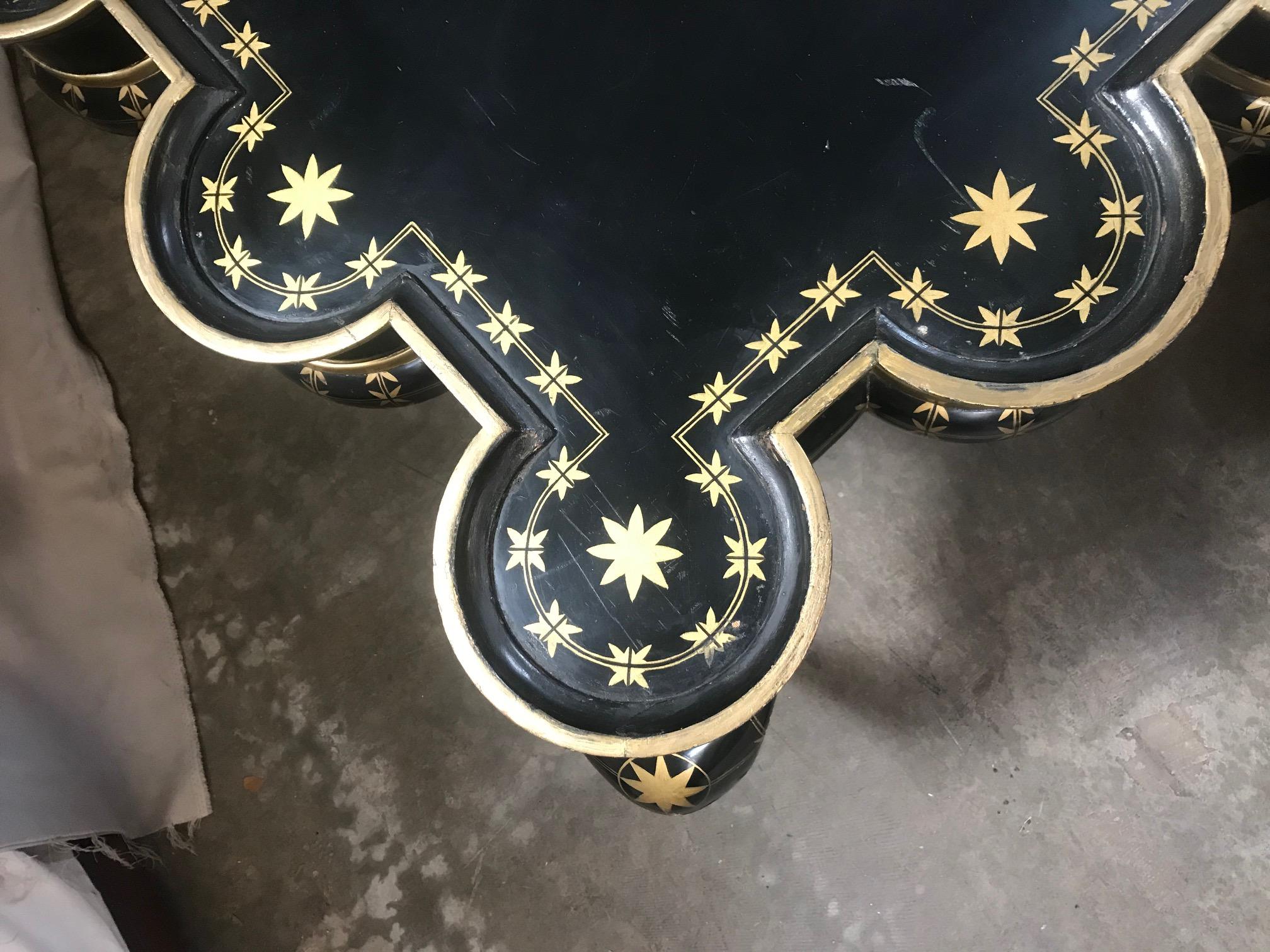 Gold Decorated Black Lacquer Coffee Table 11