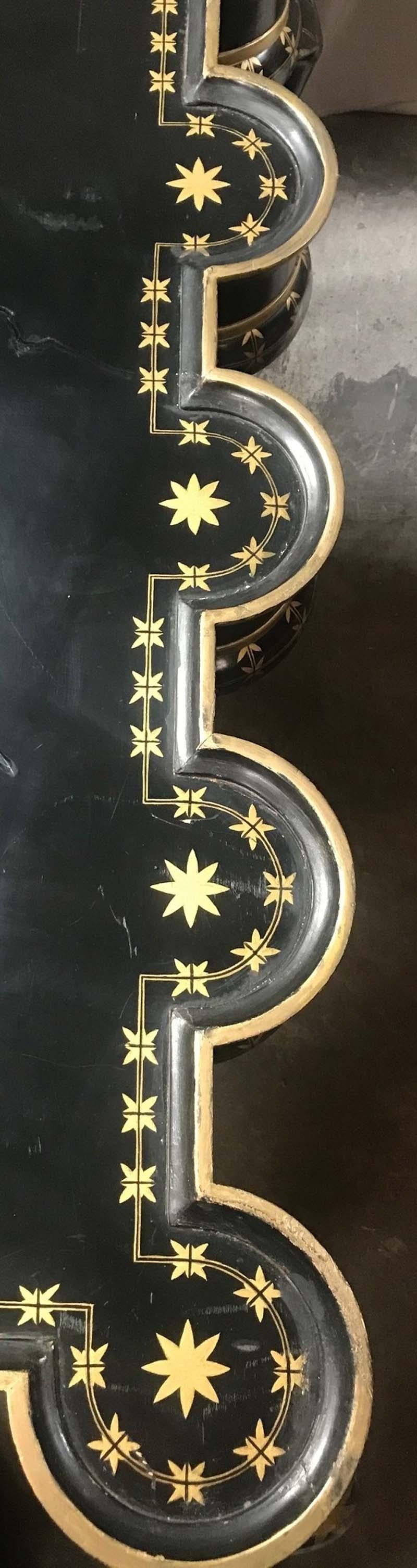 Gold Decorated Black Lacquer Coffee Table 1