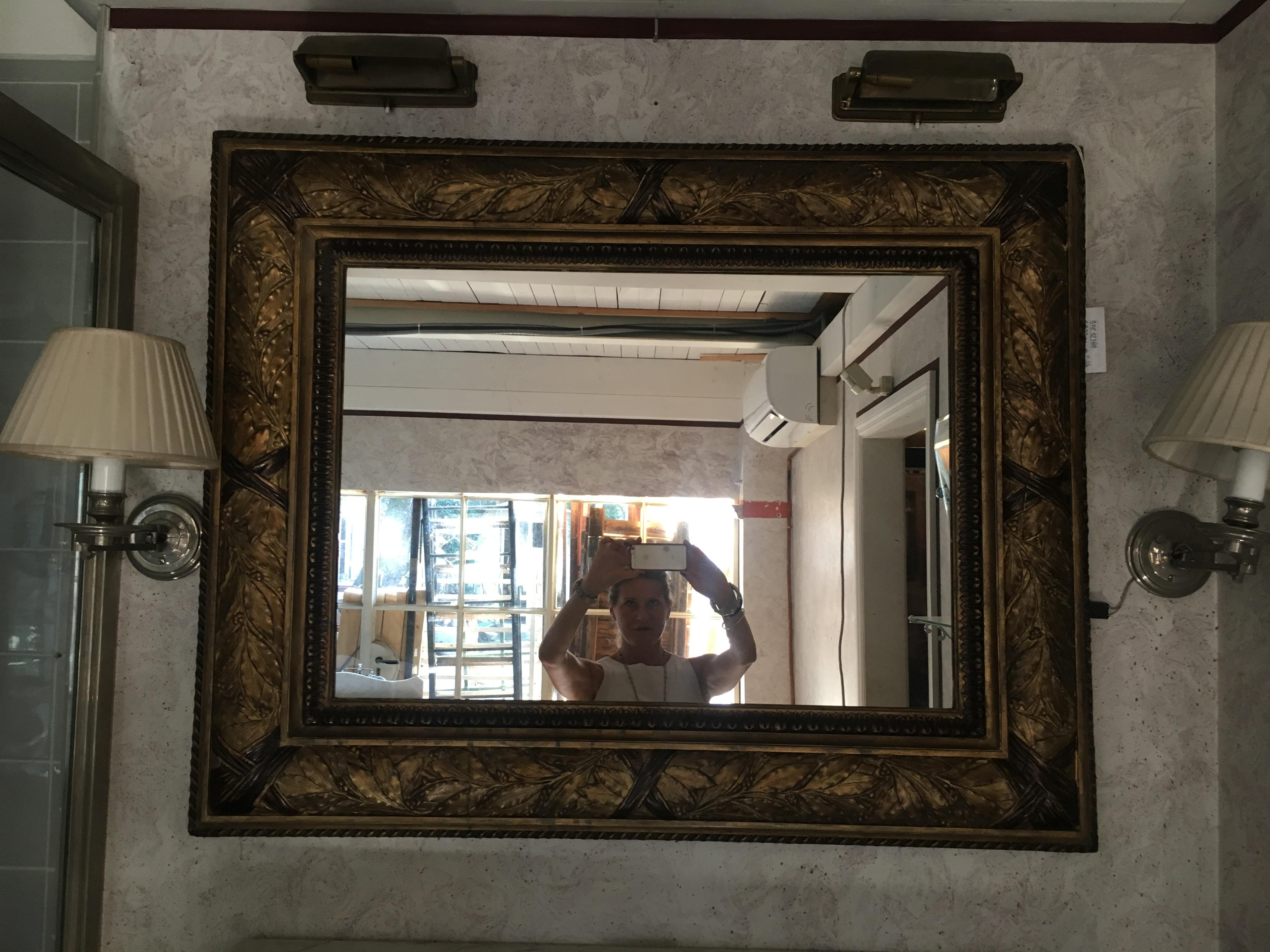Gold decorated frame French mirror from 1890s.