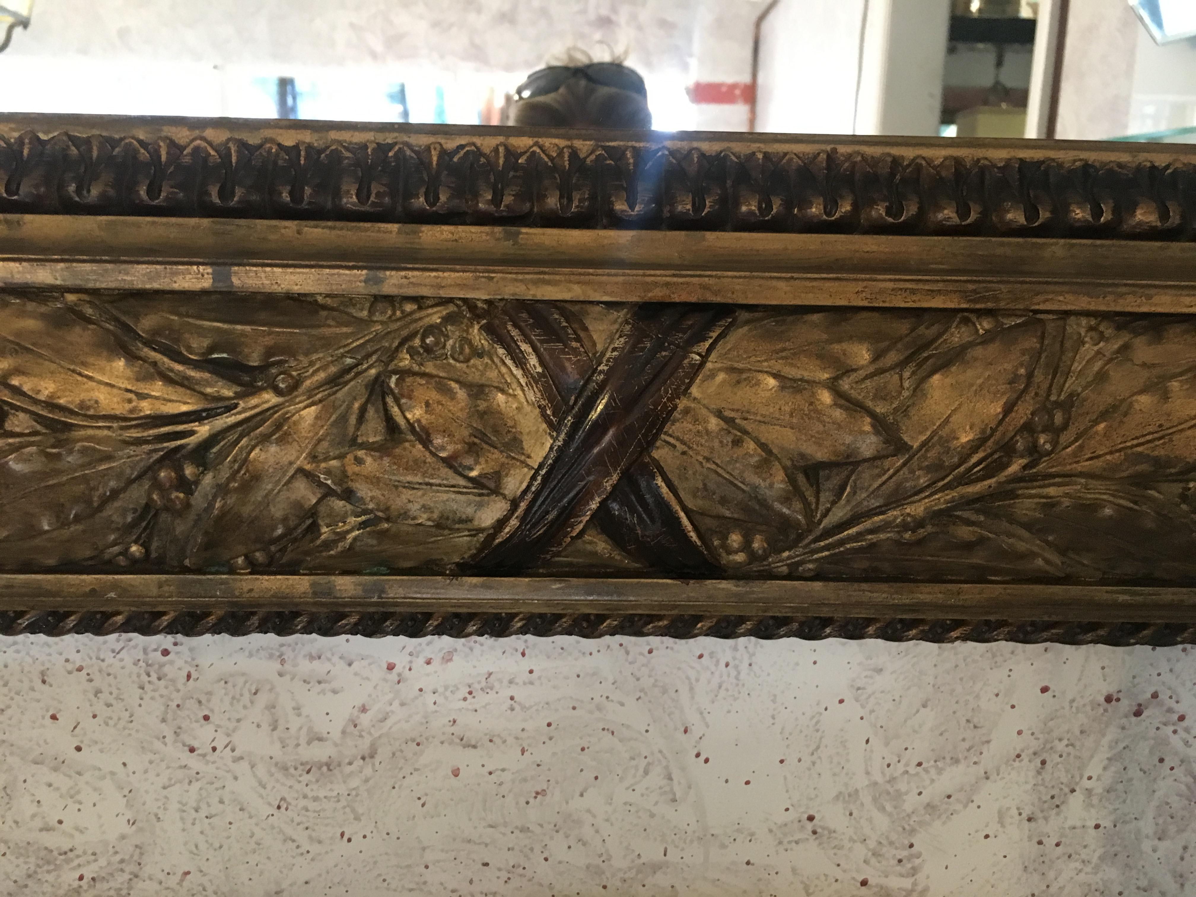 Late 19th Century Gold Decorated Frame French Mirror from 1890s For Sale