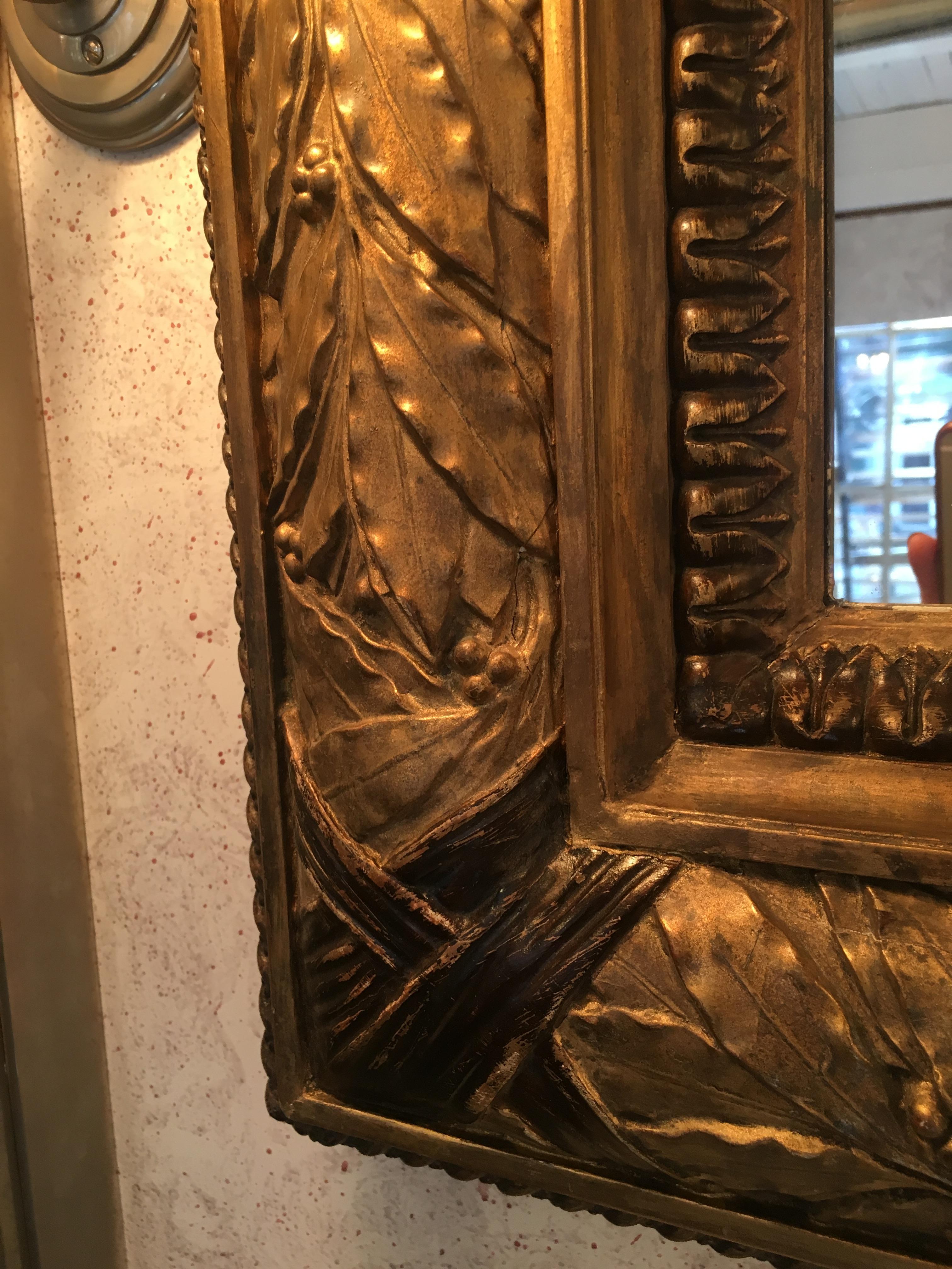 Gold Decorated Frame French Mirror from 1890s For Sale 2