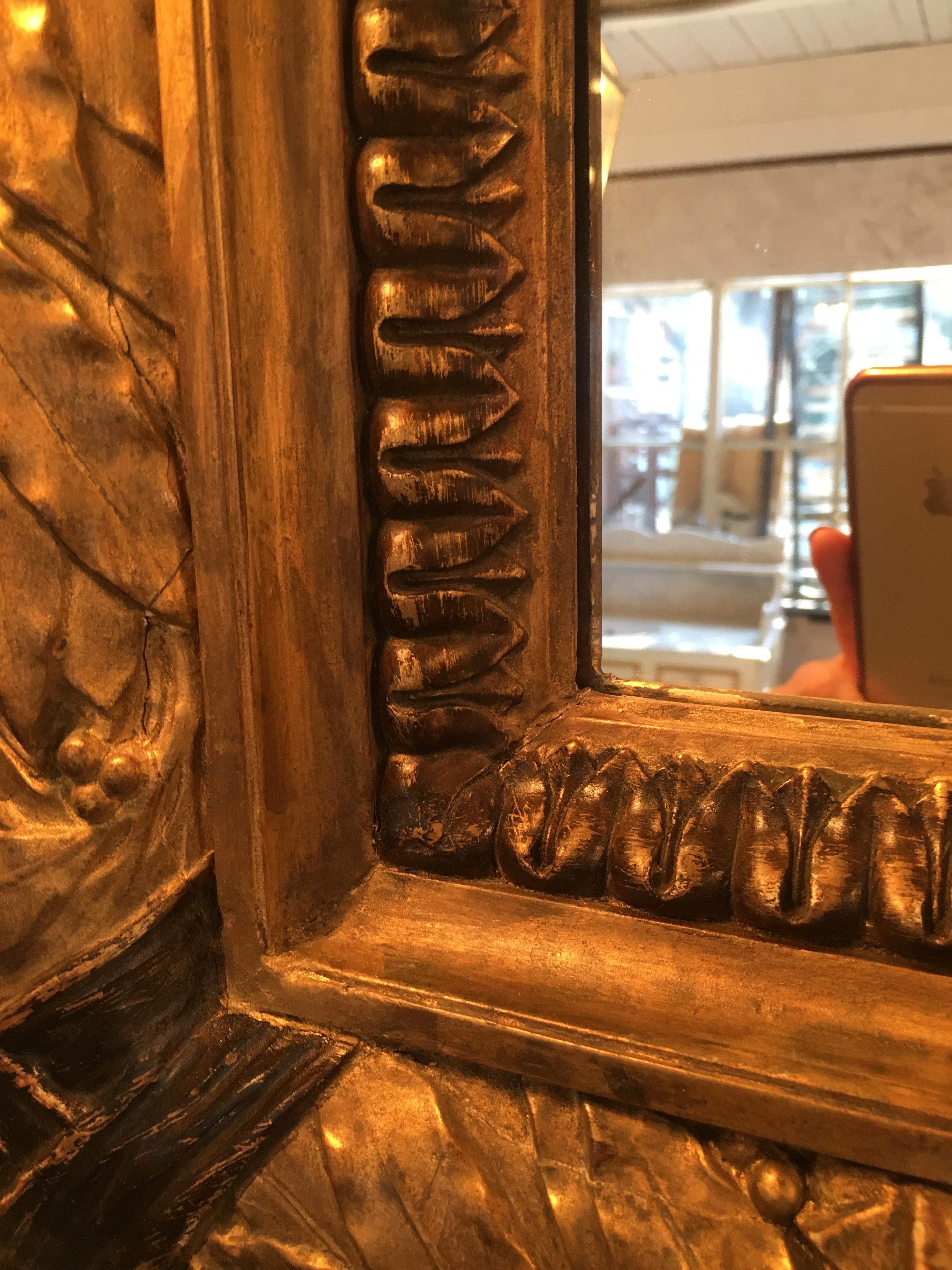 Gold Decorated Frame French Mirror from 1890s For Sale 4
