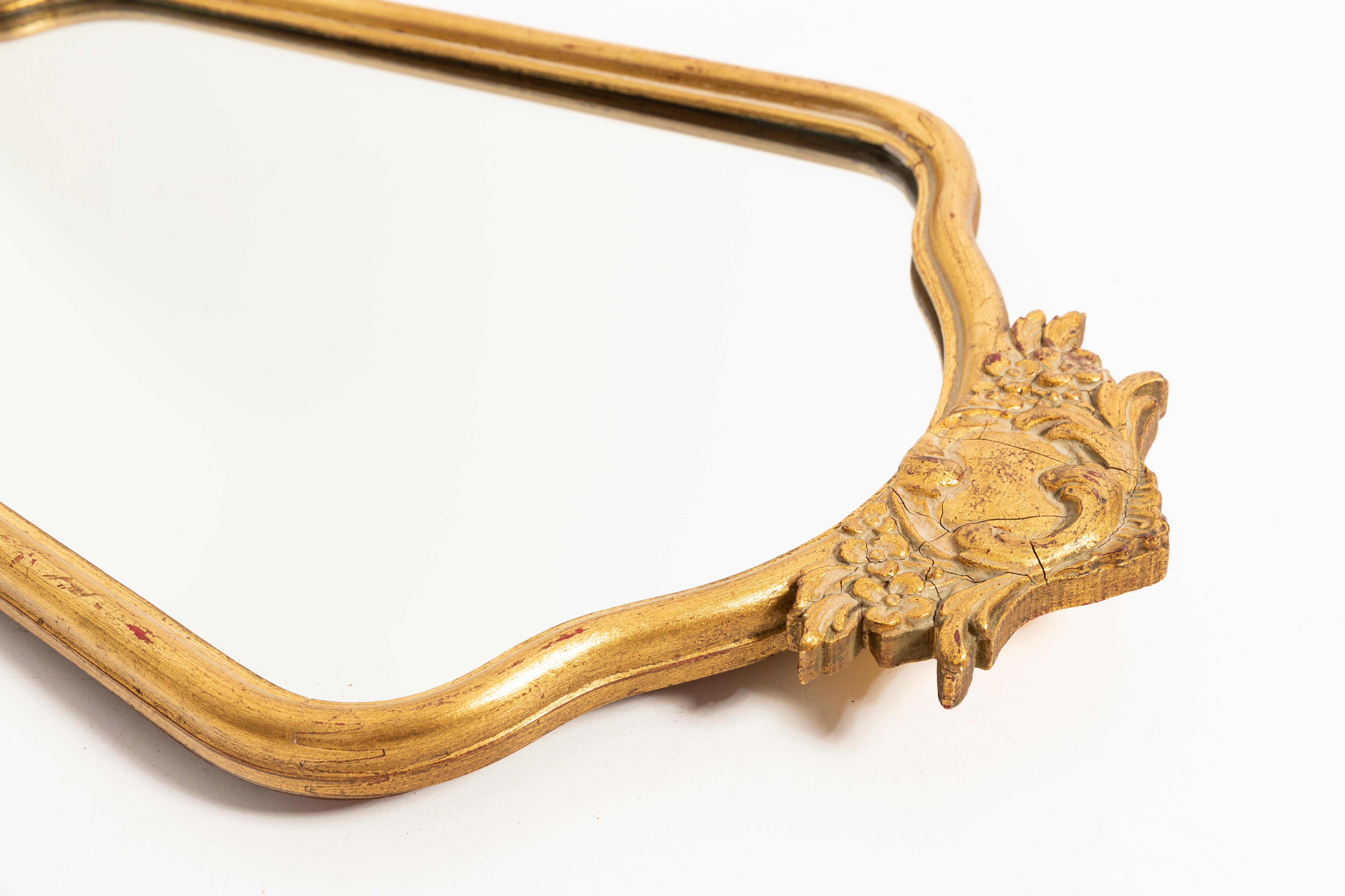 20th Century Gold Decorative Wood Mirror, Italy, 1960s For Sale