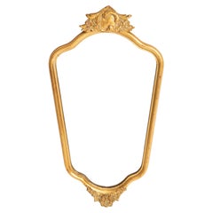 Vintage Gold Decorative Wood Mirror, Italy, 1960s