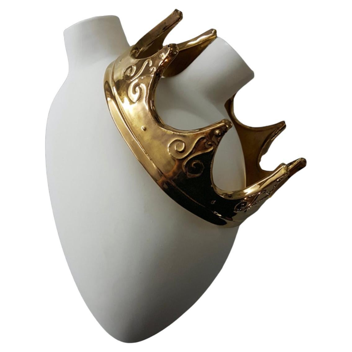 "Gold" Hearts Design Vases Set of 3 Pieces, Made in Italy, 2019, Wall Decor For Sale