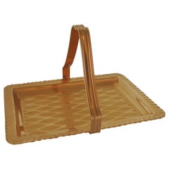 Gold Desk Business Card Holder or Tray with Handle
