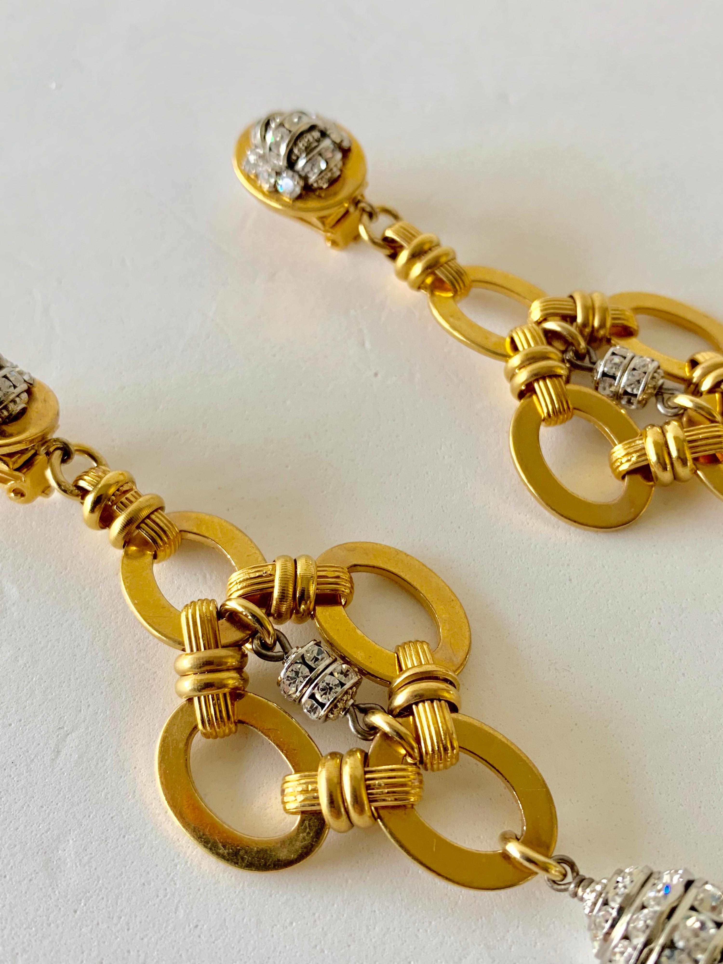 Gold Diamanté Chandelier Statement Earrings  5