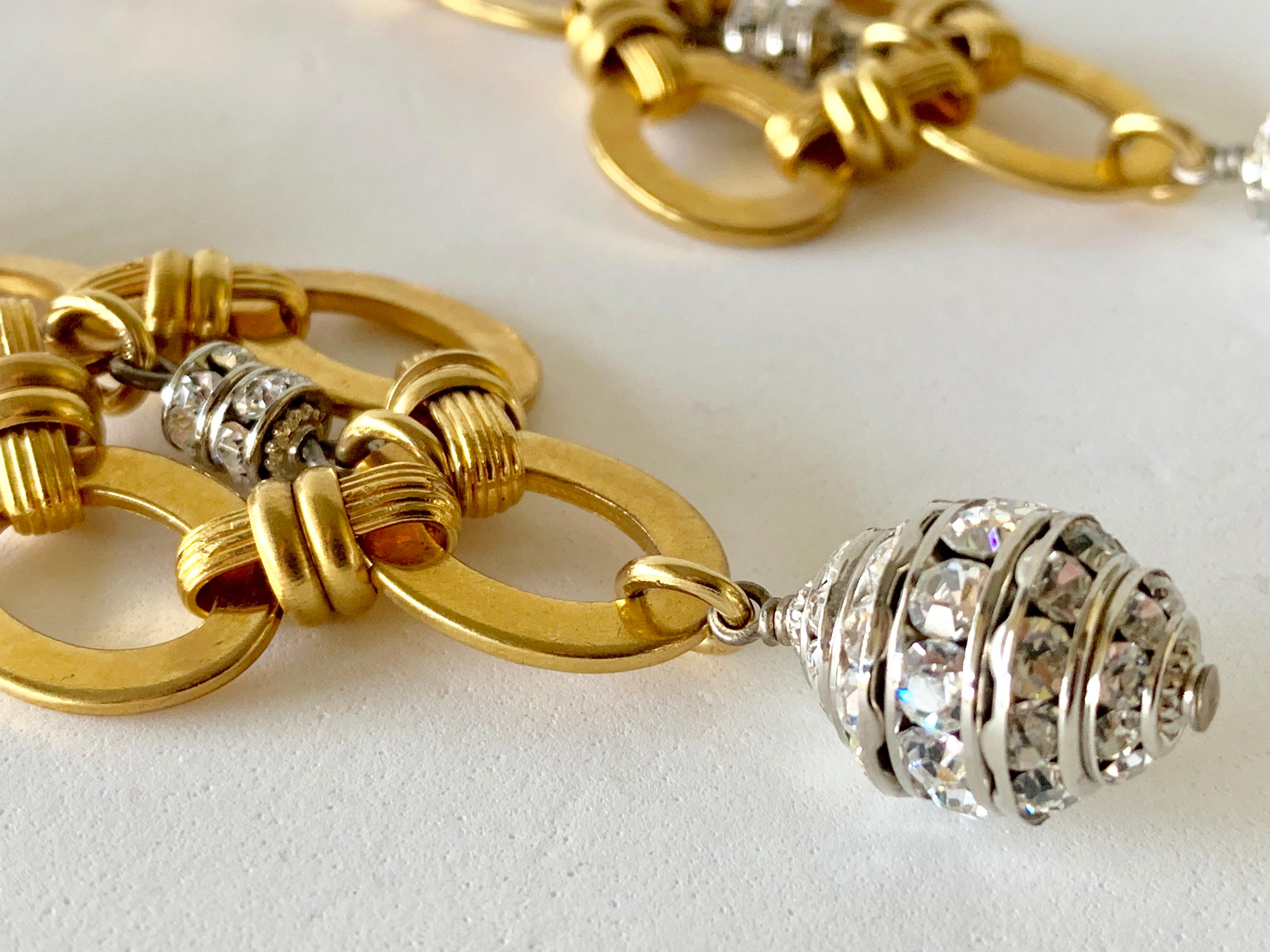 Gold Diamanté Chandelier Statement Earrings  6
