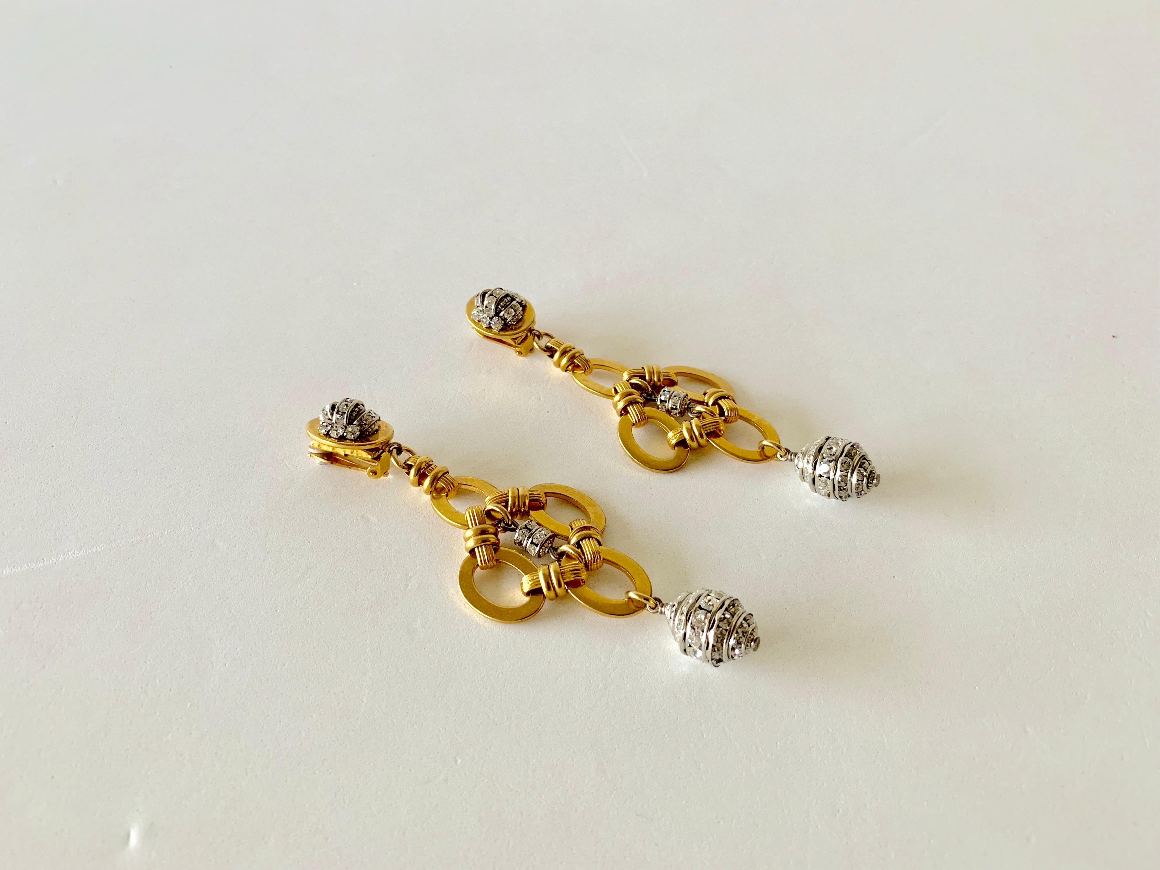 Gold Diamanté Chandelier Statement Earrings  3
