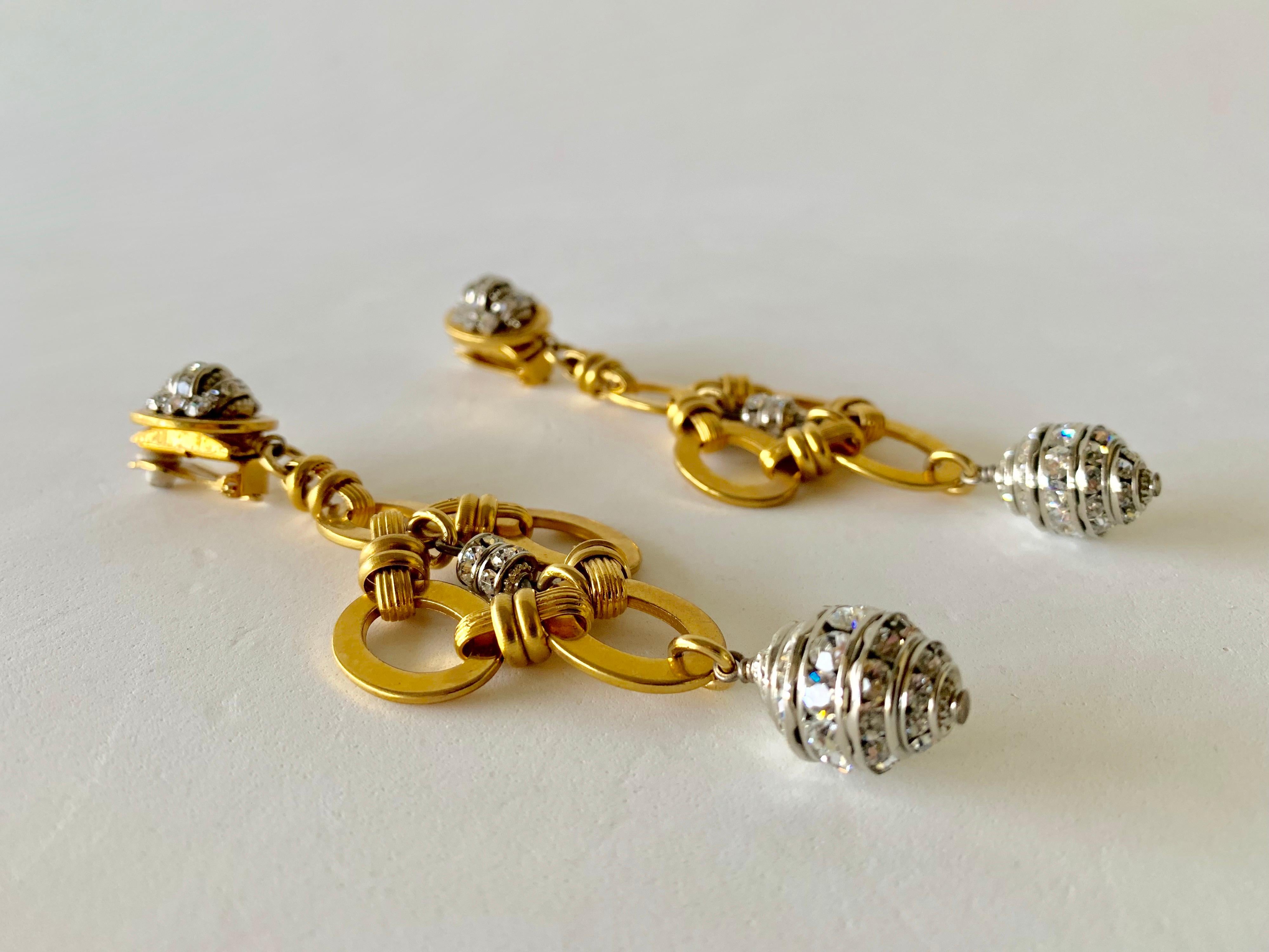 Gold Diamanté Chandelier Statement Earrings  4