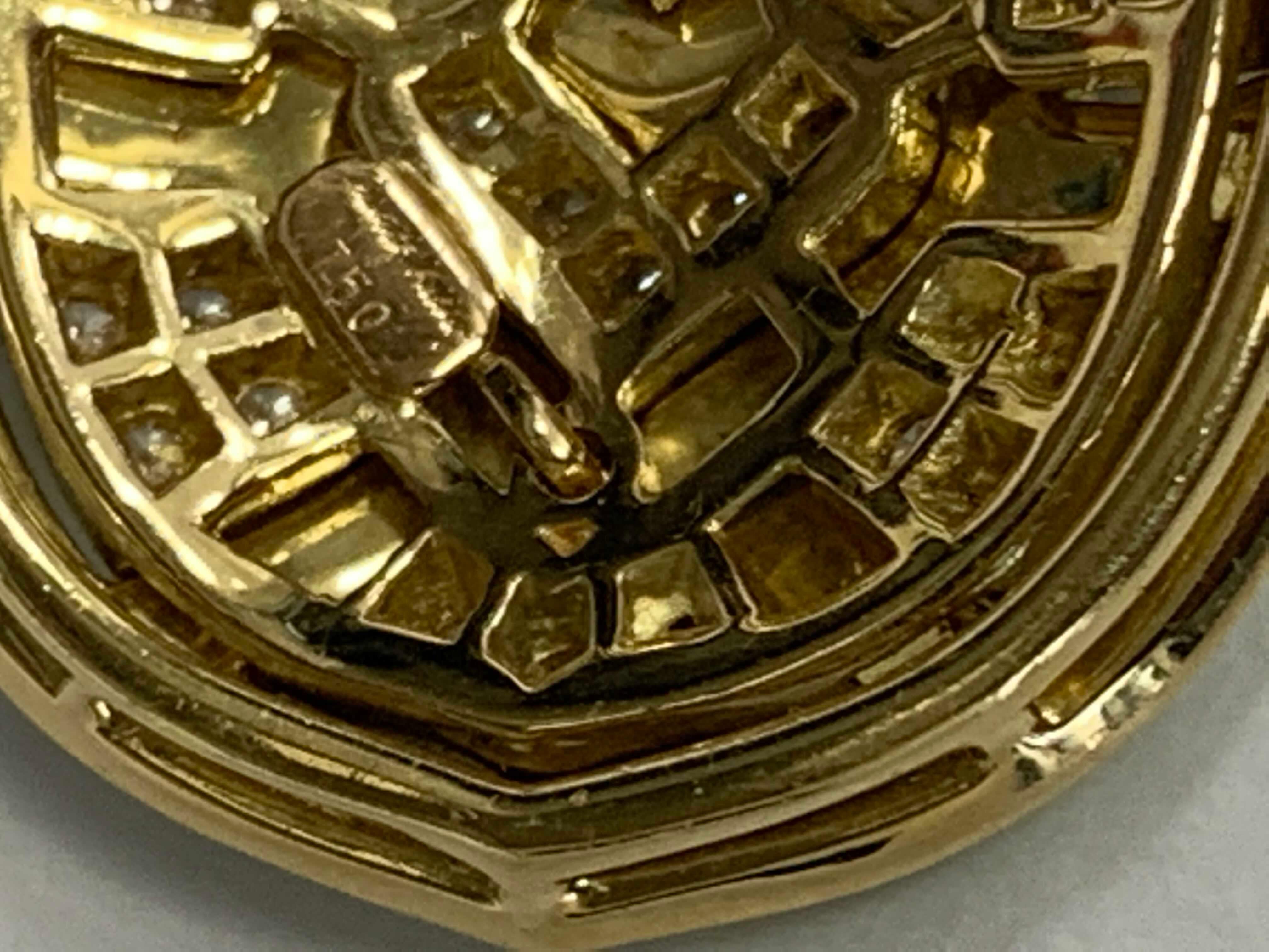 Taille ronde Broche tortue en or, diamants et émail en vente