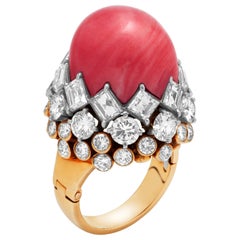 Gold, Diamond and Cabochon Coral Ring by David Webb, Circa 1960s