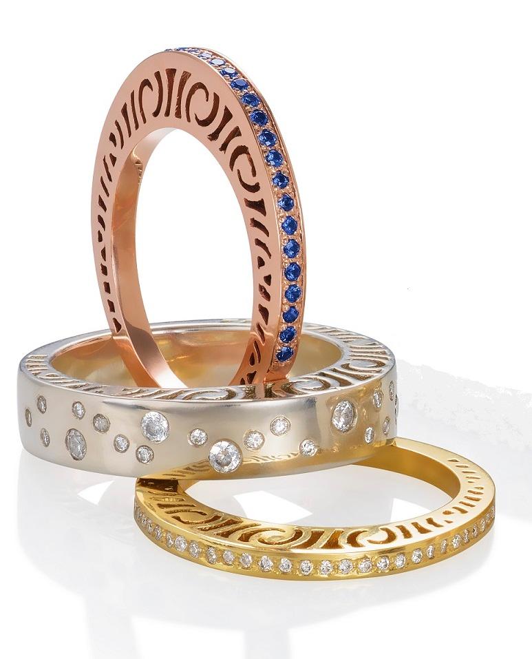 Women's or Men's Gold, Diamond and Chrome Tourmaline Split Shank Ring For Sale