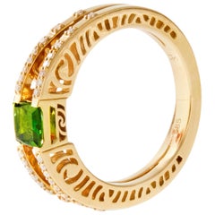 Ring aus Gold, Diamant und Chrom-Turmalin mit geteiltem Schaft