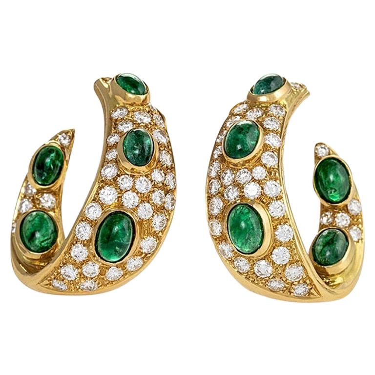Gold, Diamond and Emerald Earrings by Graff