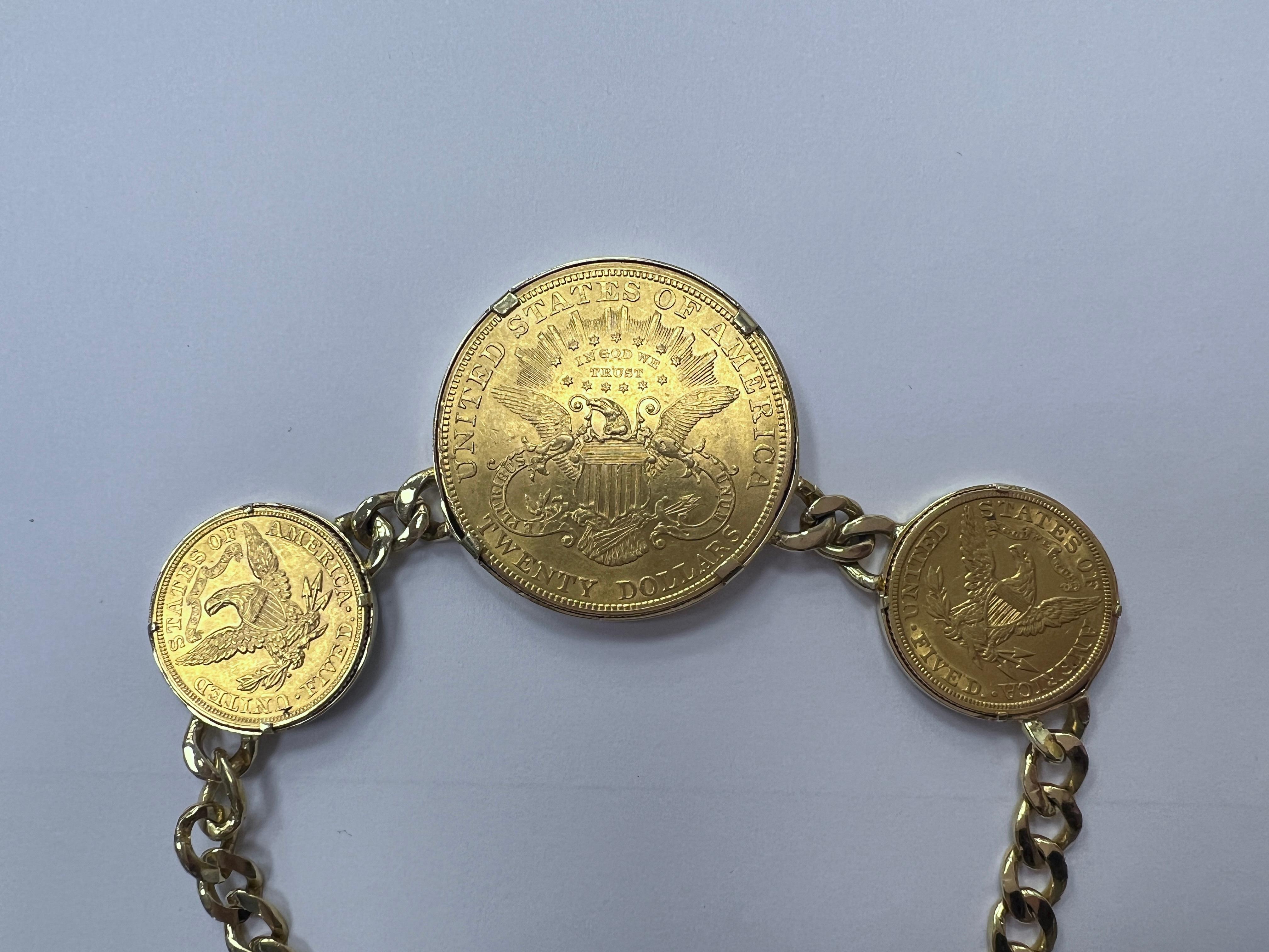Collier en or, diamants et pièces de monnaie en or en vente 2