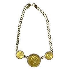 Gold, Diamond and Gold Coin Necklace