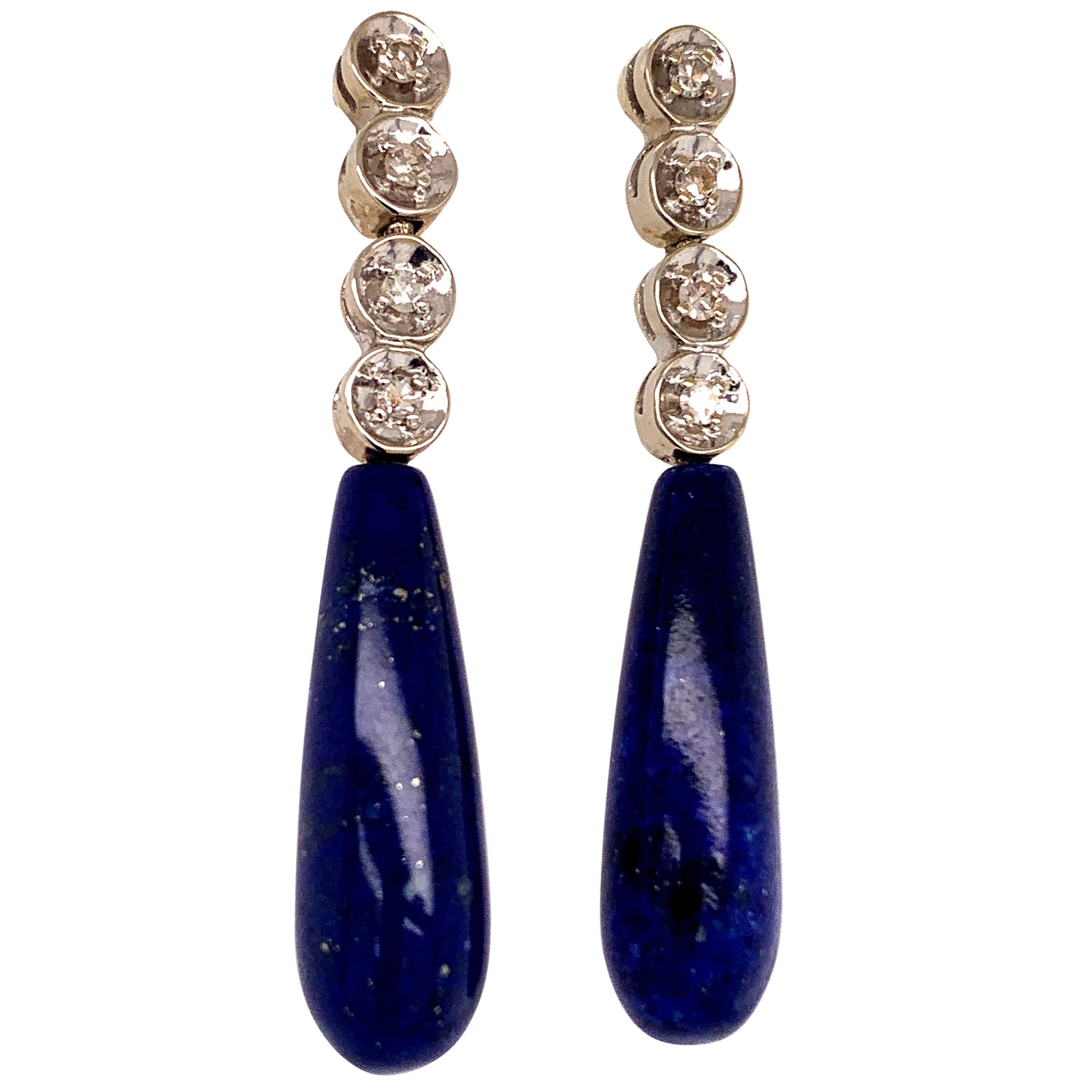 Lapis Gold Acorn Drop Earrings at 1stDibs | lapis drop earrings