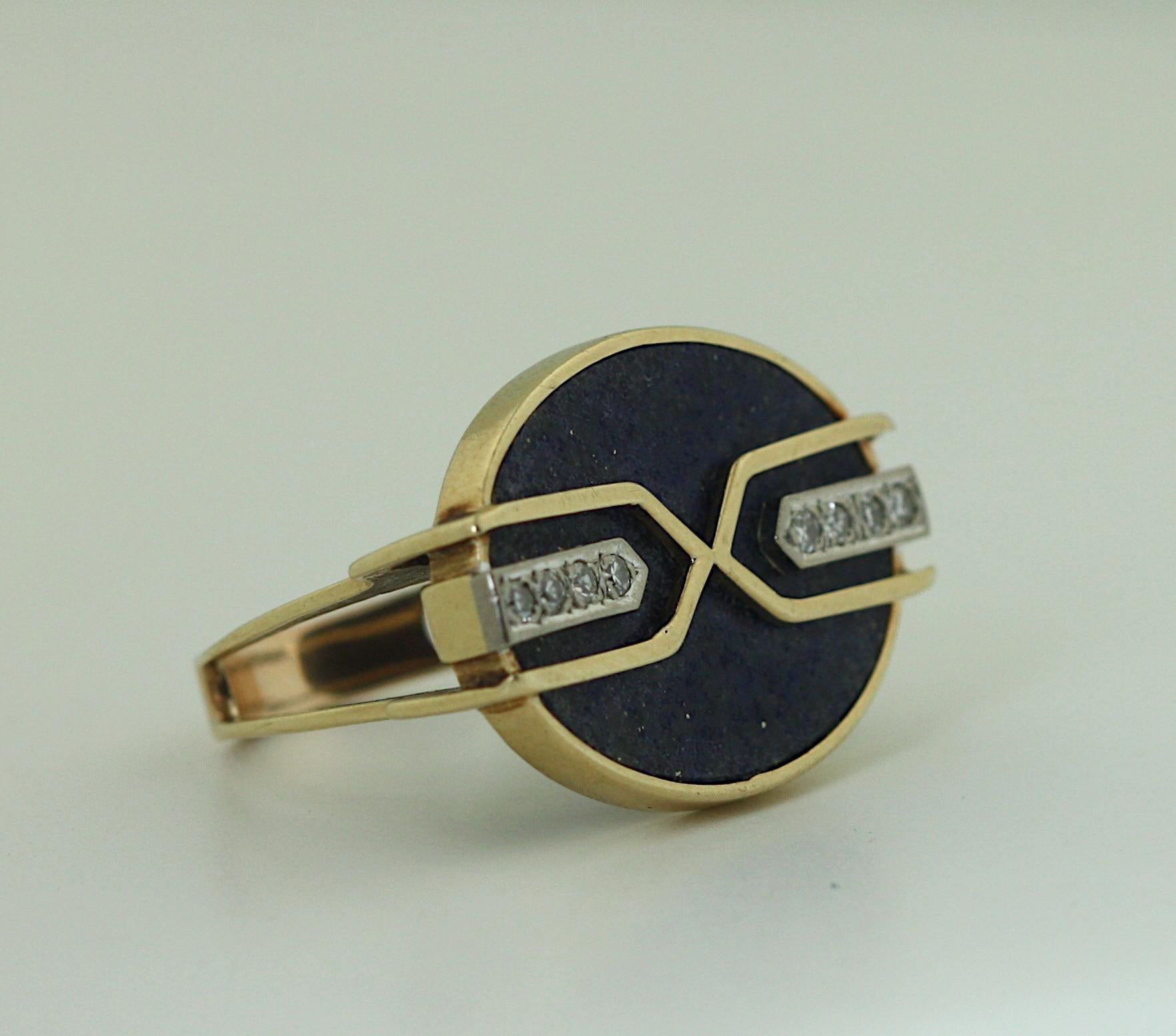 Women's or Men's Gold, Diamond and Lapis Lazuli Ring For Sale
