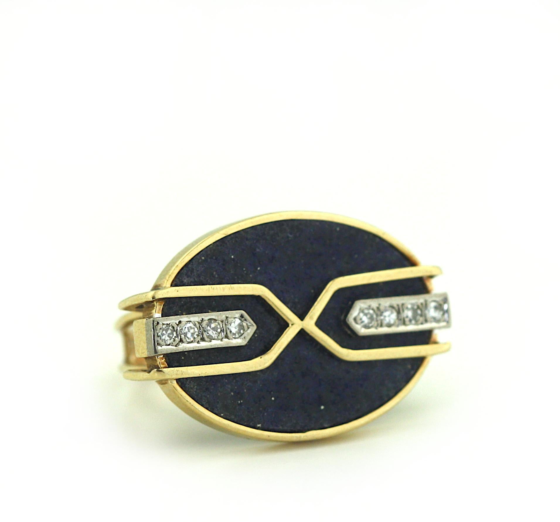 Gold, Diamond and Lapis Lazuli Ring For Sale 3