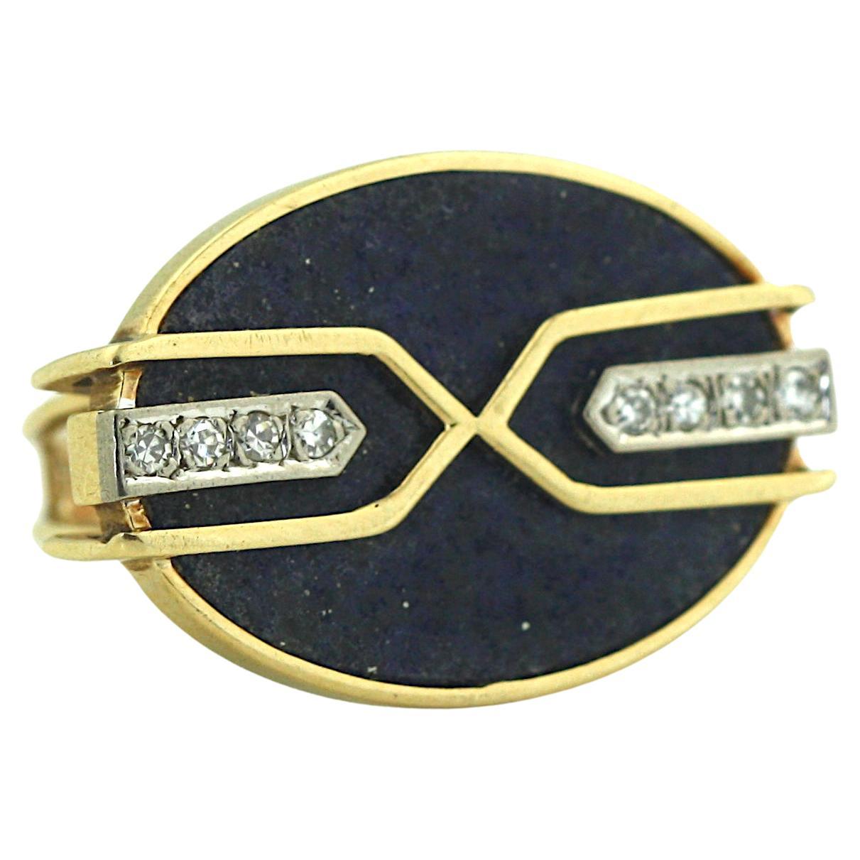 Ring aus Gold, Diamant und Lapislazuli im Angebot