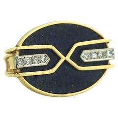 Ring aus Gold, Diamant und Lapislazuli