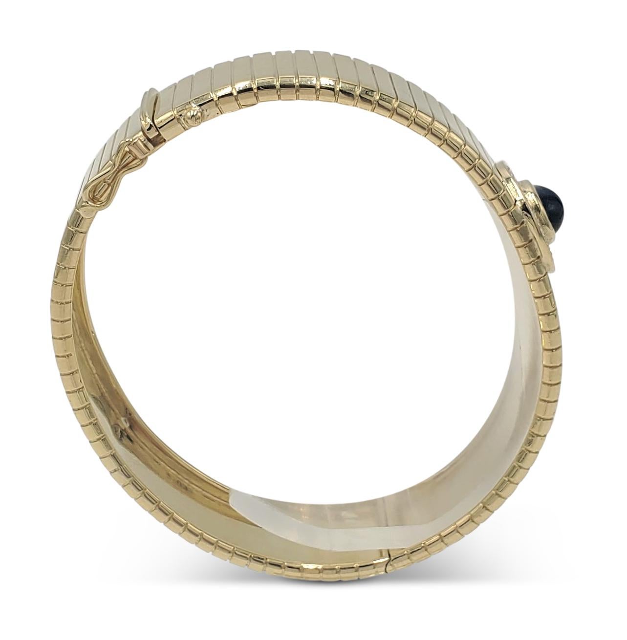 Gold Diamond and Sapphire Bangle, Signed Soler Cabot, Faberge In Excellent Condition In New York, NY