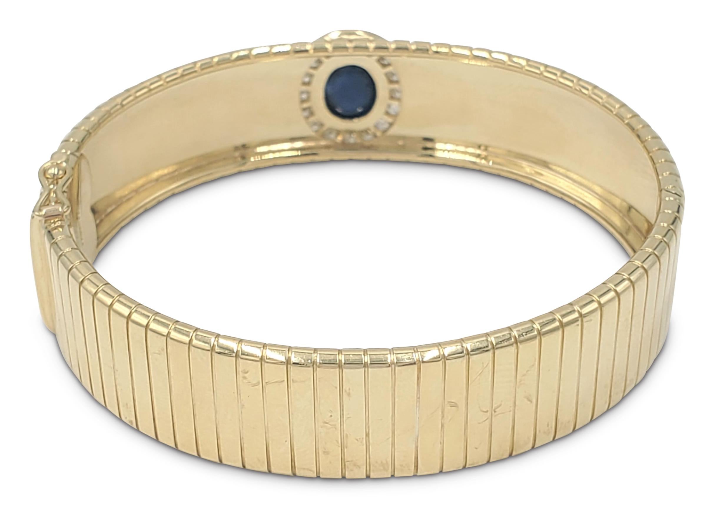 Gold Diamond and Sapphire Bangle, Signed Soler Cabot, Faberge 1