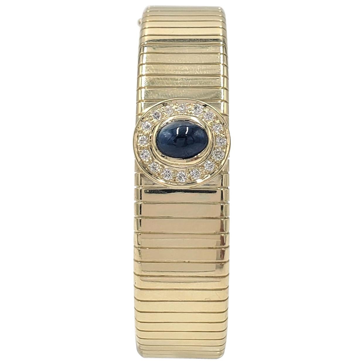 Gold Diamond and Sapphire Bangle, Signed Soler Cabot, Faberge