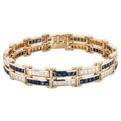 Bracciale A Link in oro, diamanti e zaffiri