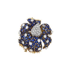 Gold, Diamond and Sapphire "Sombrero" Brooch by Schlumberger
