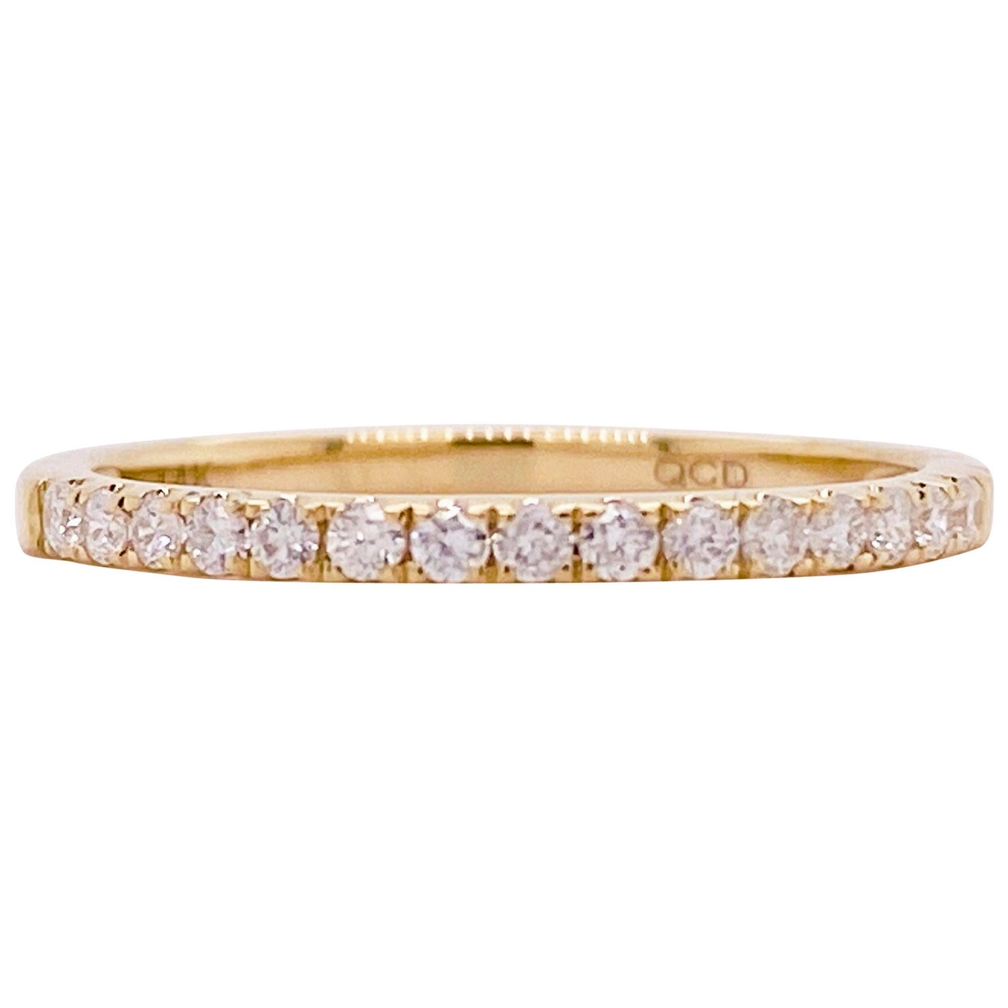 Gold Diamond Band, 14 Karat Yellow Gold