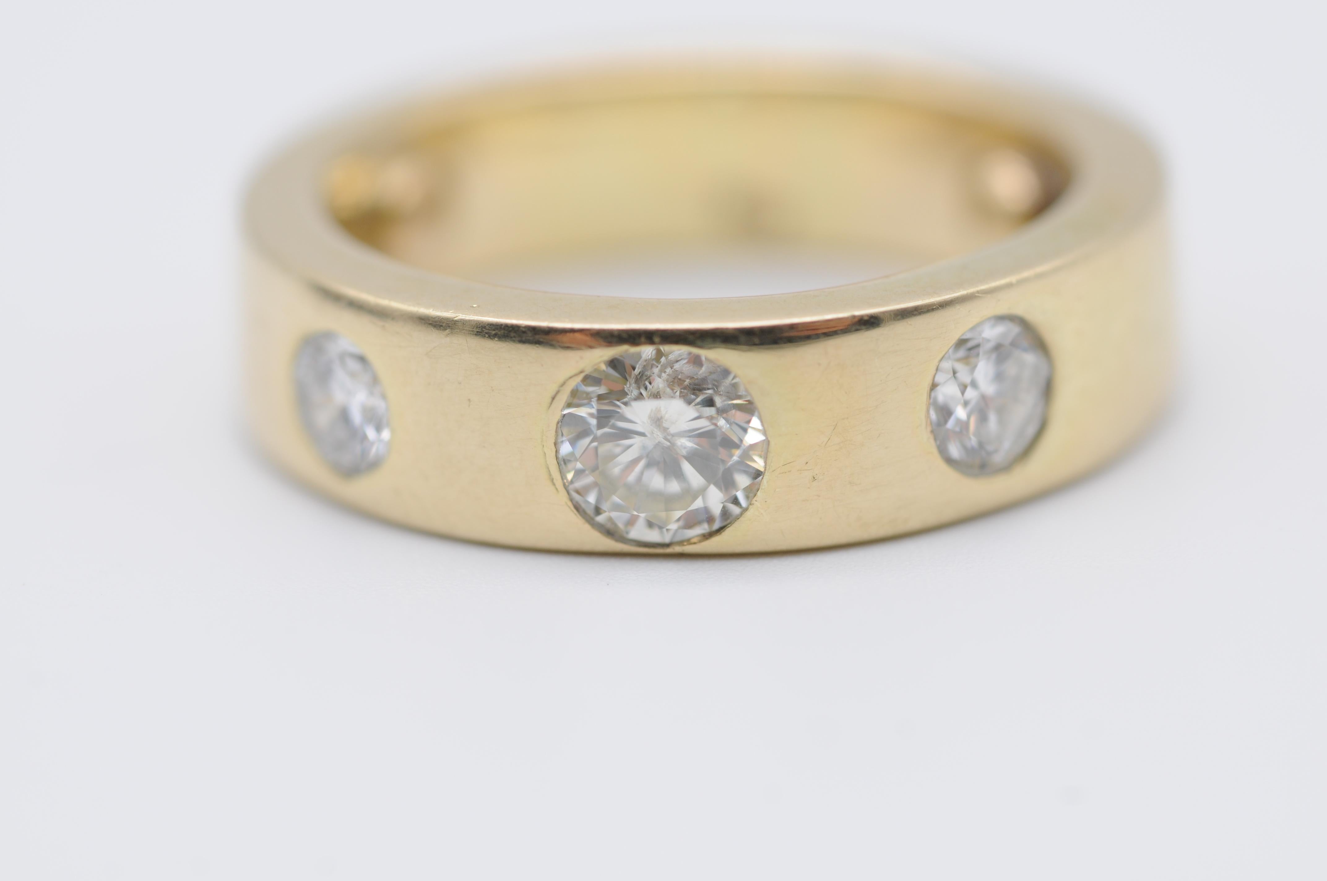 Gold Diamond Band Ring of 0.95 in 14k Yellow Gold  For Sale 2