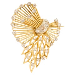 Gold & Diamond Bow shaped Brooch