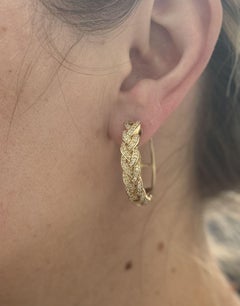 Gold Diamond Braided Hoop Earrings
