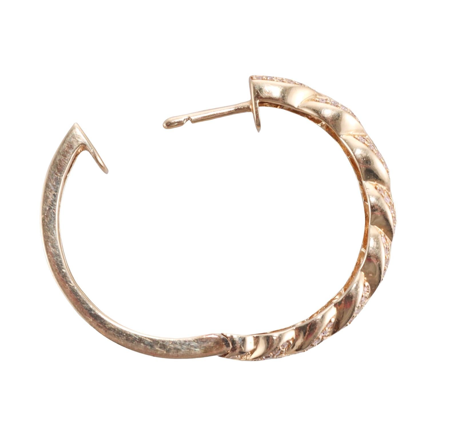 Women's Gold Diamond Braided Hoop Earrings For Sale